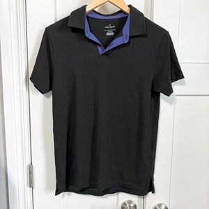 Daniel Hechter Paris Men’s Polo Shirt Black with Contrast Blue Trim small